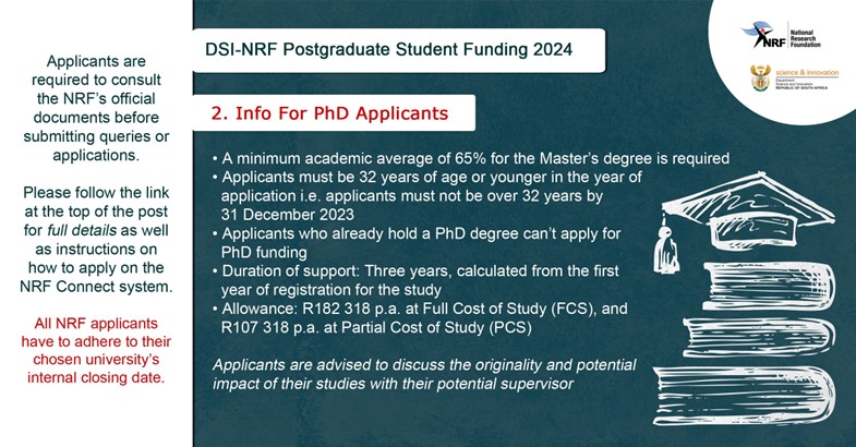 phd funding south africa