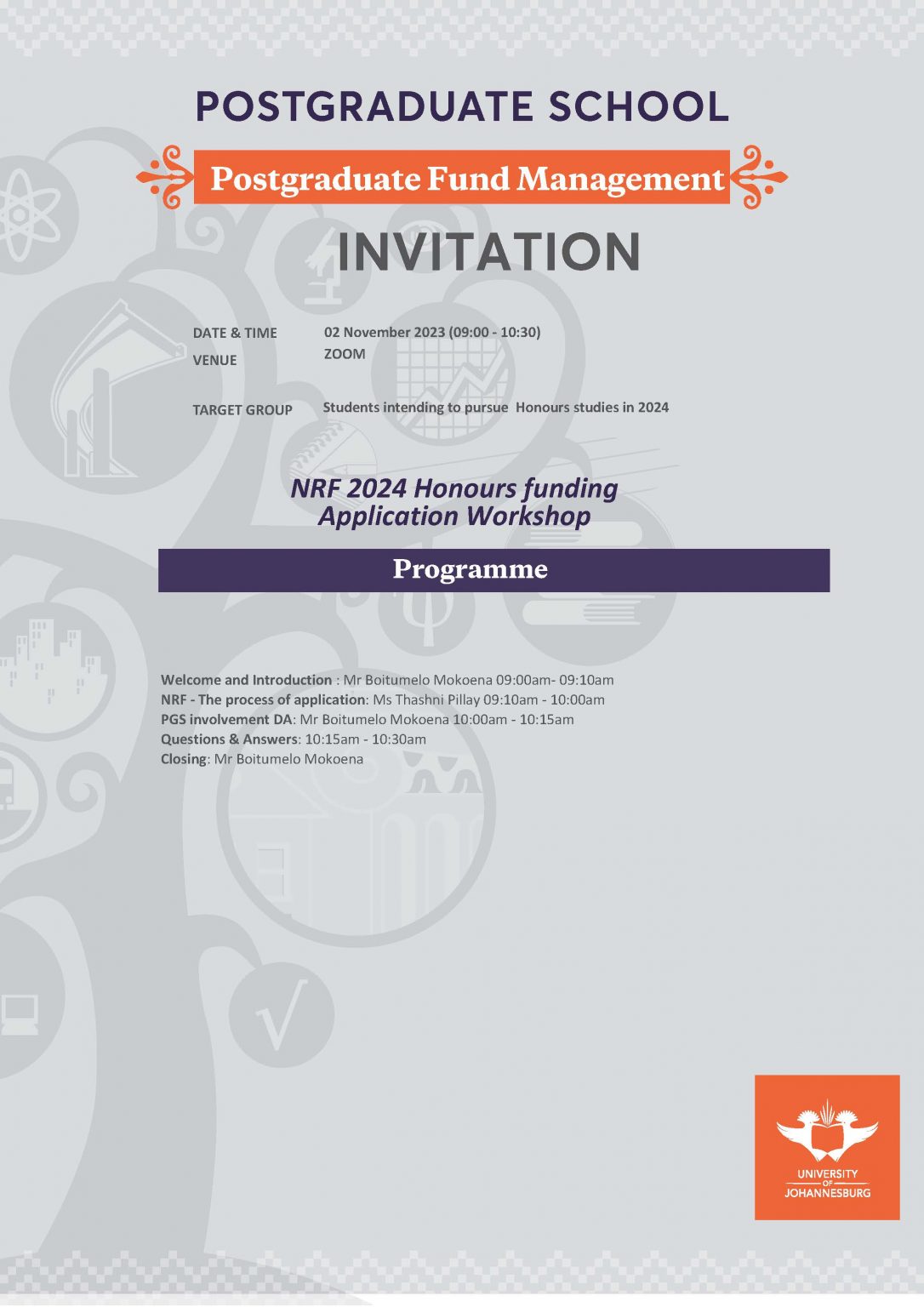 Honours Funding University of Johannesburg