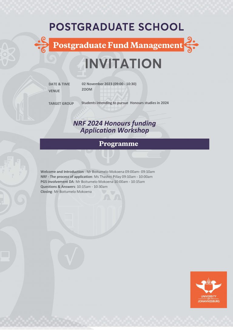 Honours Funding University of Johannesburg