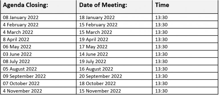 Meeting Dates and Application - University of Johannesburg