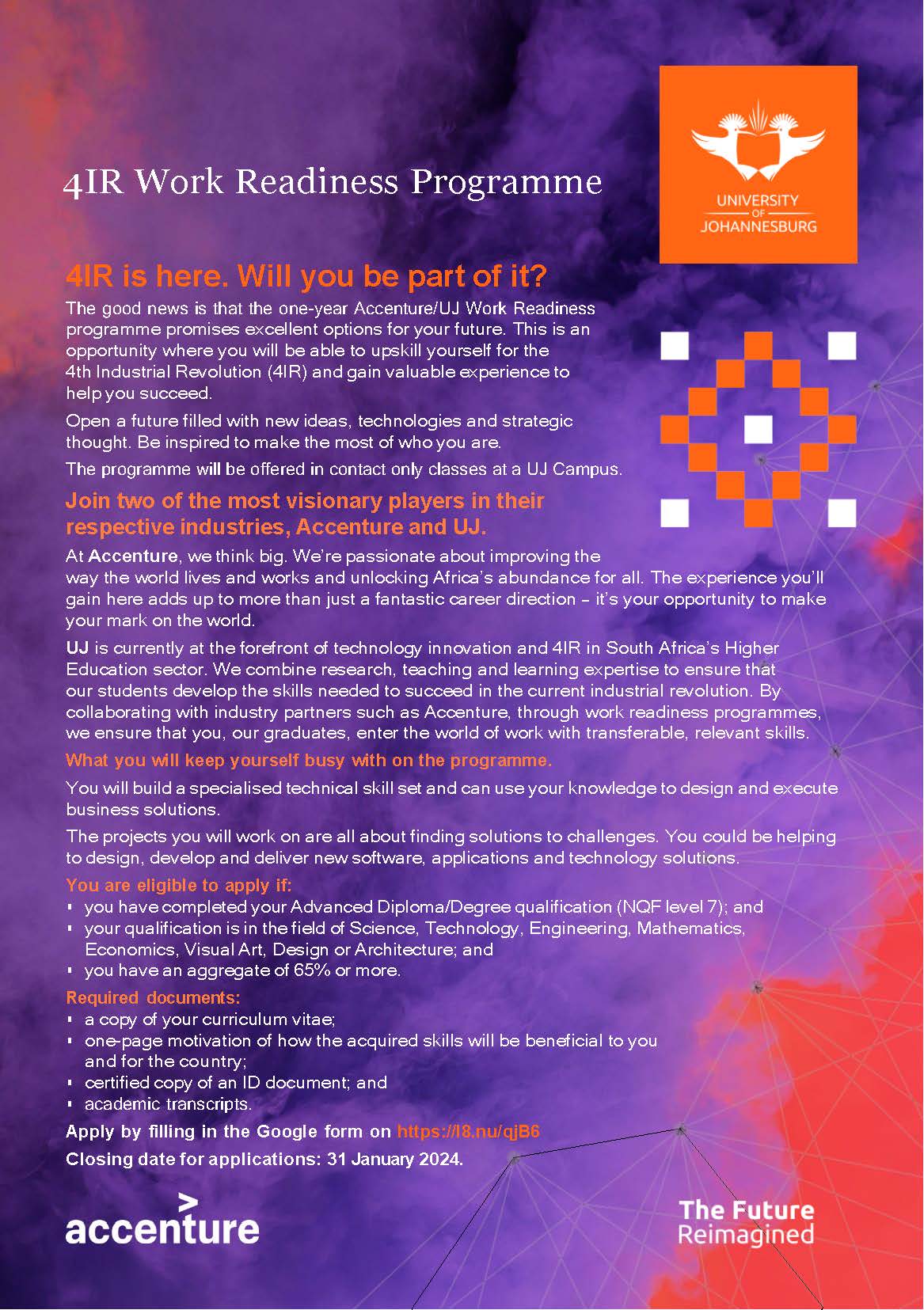 Scholarship And Internship Opportunities University Of Johannesburg   Uj Accenture Internship Programme2023 Ad Online 1 