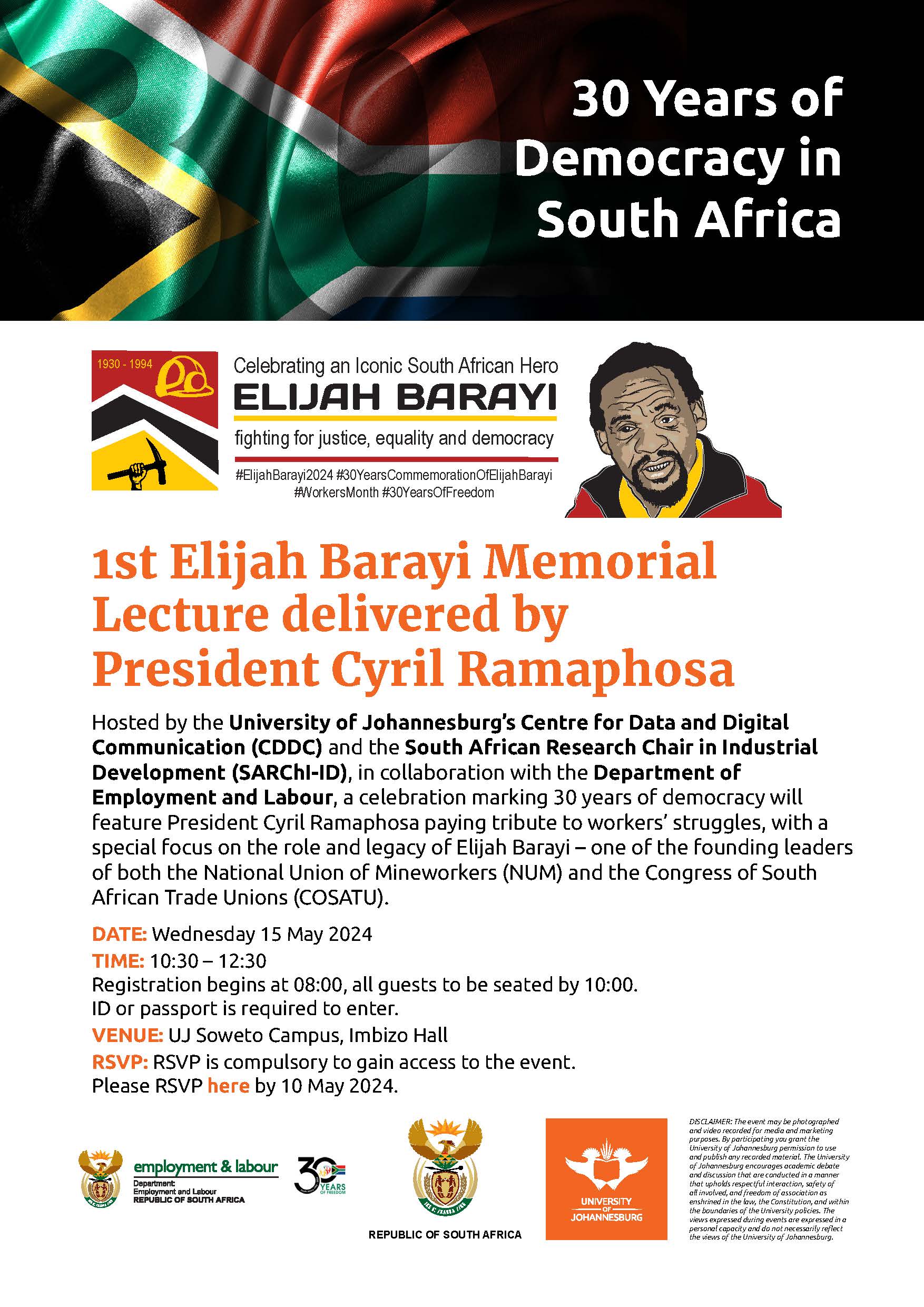 1st Elijah Barayi Memorial Lecture delivered by President Cyril Ramaphosa